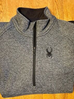 Spyder Men's Charcoal Gray Zip-Neck Sweater